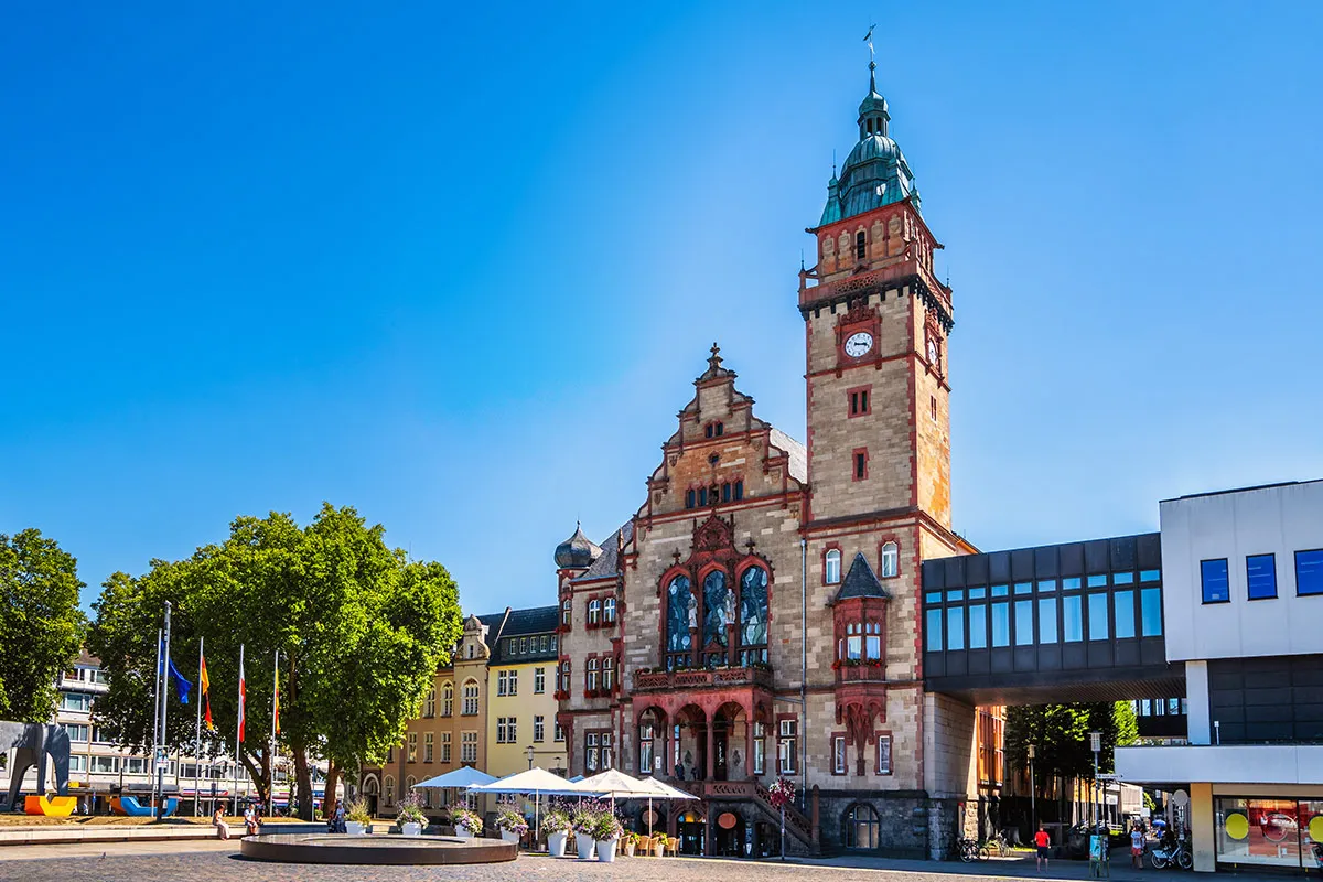 Mönchengladbach foto der stadt mit kirchturm
